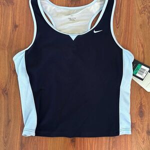 NWT Nike navy baby blue fitness top size XL shorter length